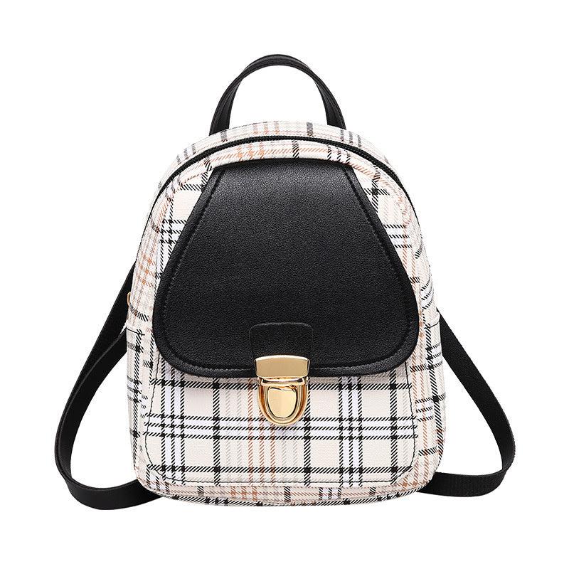 Plaid Graphic Backpack with Buckle Flap for Work