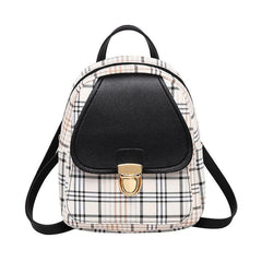 Plaid Graphic Backpack with Buckle Flap for Work