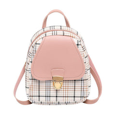 Plaid Graphic Backpack with Buckle Flap for Work
