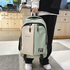 Colorblock Students Backpack Large Capacity School Bag Casual Nylon Travel Bookb
