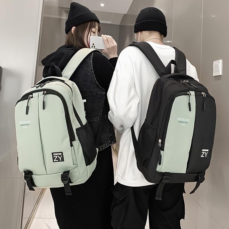 Colorblock Students Backpack Large Capacity School Bag Casual Nylon Travel Bookb