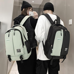Colorblock Students Backpack Large Capacity School Bag Casual Nylon Travel Bookb