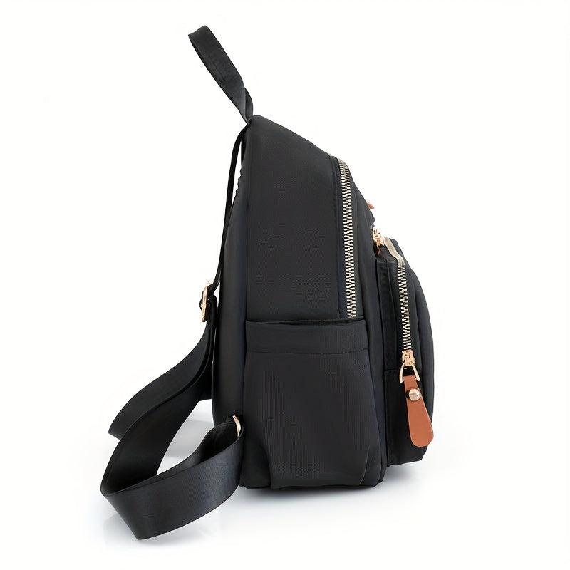 Solid Casual Backpack Solid Zipper Versatile Knapsack Layer Rucksack