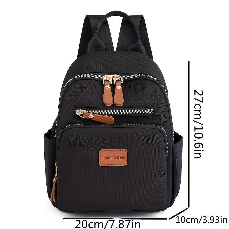 Solid Casual Backpack Solid Zipper Versatile Knapsack Layer Rucksack