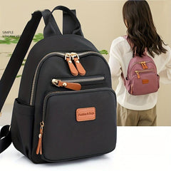 Solid Casual Backpack Solid Zipper Versatile Knapsack Layer Rucksack