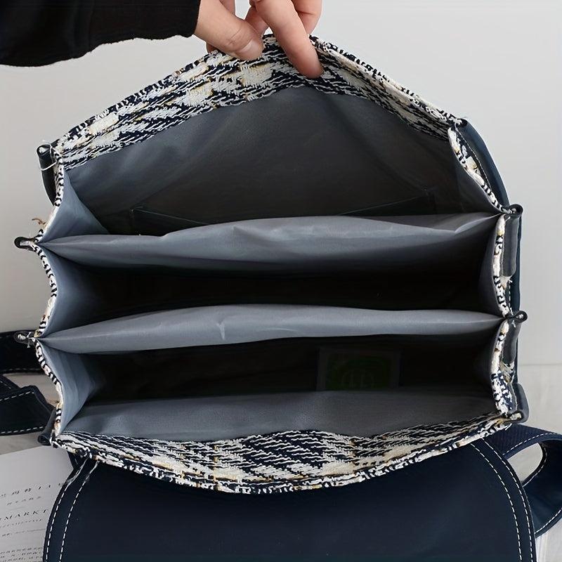 Plaid Pattern Backpack Colorblock School Daypack