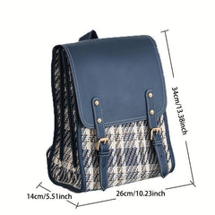 Plaid Pattern Backpack Colorblock School Daypack