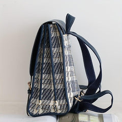 Plaid Pattern Backpack Colorblock School Daypack