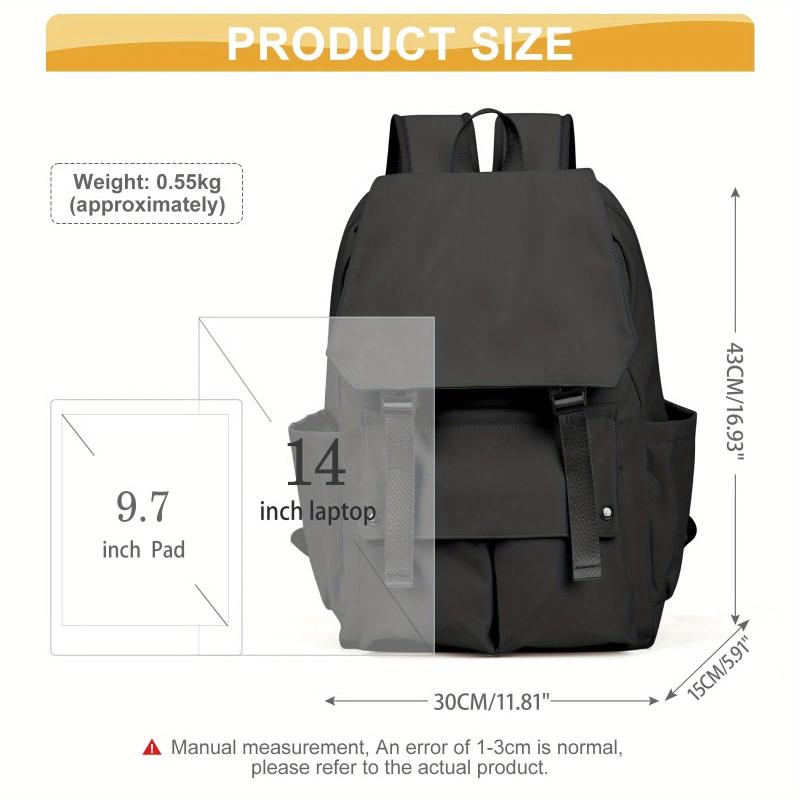 Nylon Flap Laptop Backpack Lightweight Travel Rucksack