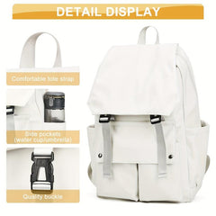 Nylon Flap Laptop Backpack Lightweight Travel Rucksack