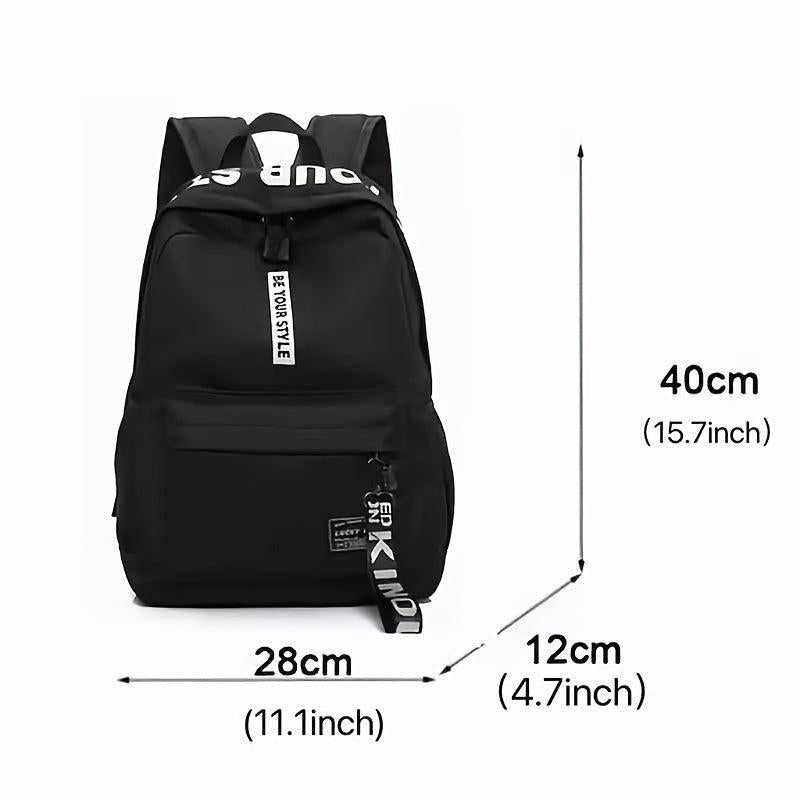 Letter Graphic Zipper Backpack School Bag Casual Travel Daypack