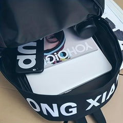 Letter Graphic Zipper Backpack School Bag Casual Travel Daypack