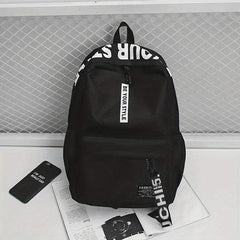 Letter Graphic Zipper Backpack School Bag Casual Travel Daypack