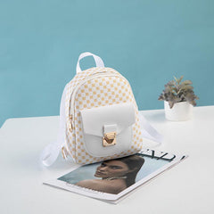 Geo Pattern Zipper Backpack Women's Faux Leather Small Backpack