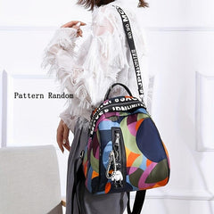 Colorblock Painting Backpack Purse Casual Nylon Travel School Bag