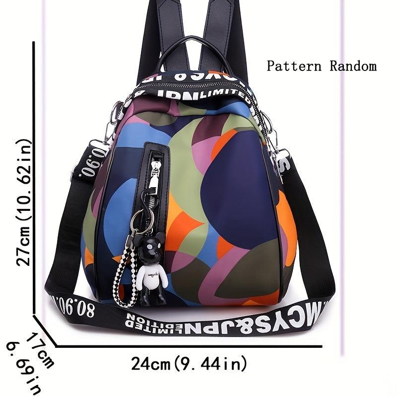 Colorblock Painting Backpack Purse Casual Nylon Travel School Bag