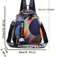 Colorblock Painting Backpack Purse Casual Nylon Travel School Bag
