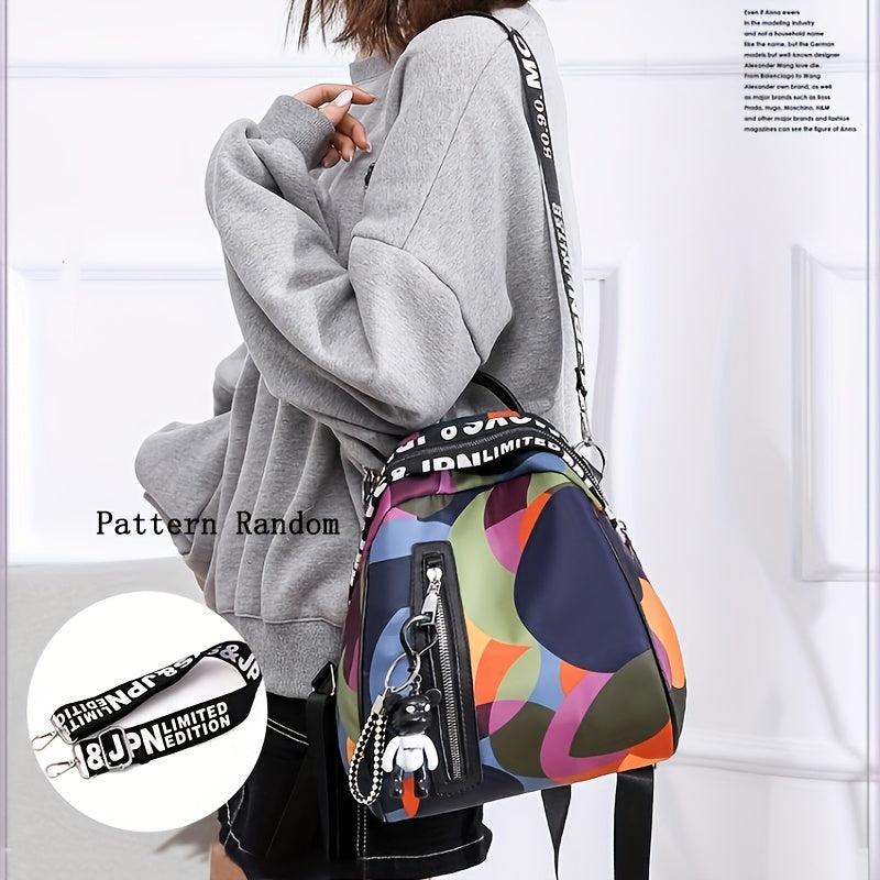 Colorblock Painting Backpack Purse Casual Nylon Travel School Bag
