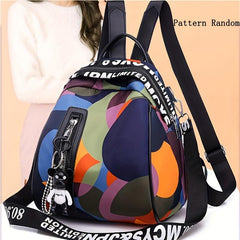 Colorblock Painting Backpack Purse Casual Nylon Travel School Bag