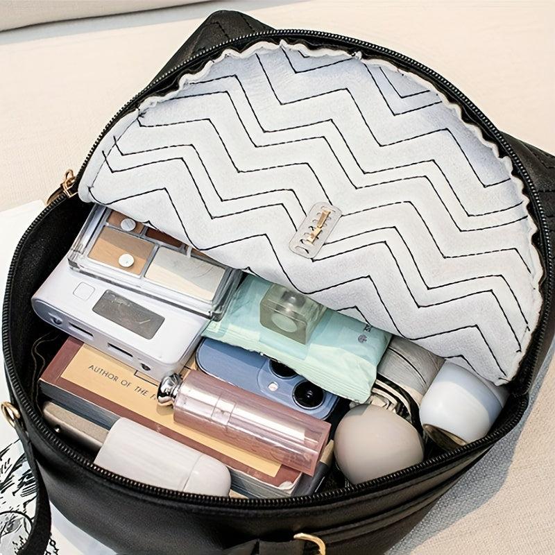 Chevron Quilted Backpack Crossbody Bag For Women