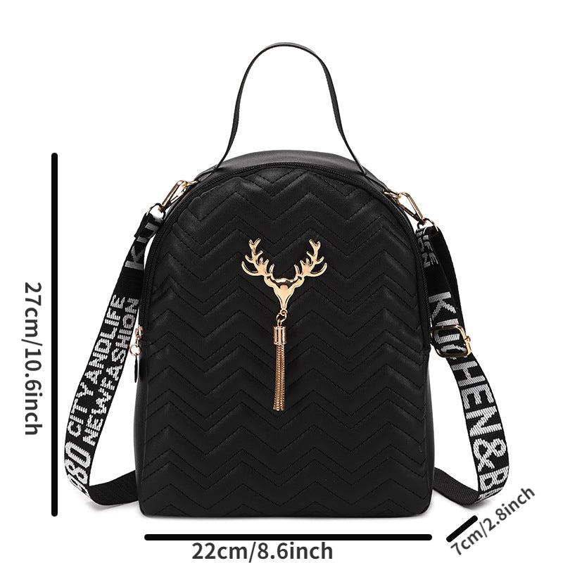 Chevron Quilted Backpack Crossbody Bag For Women