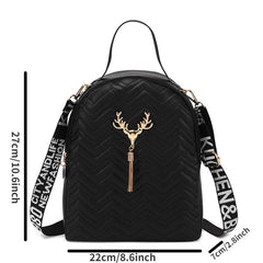Chevron Quilted Backpack Crossbody Bag For Women