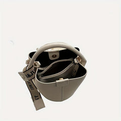Snap Button Bucket Bag Small PU Leather Crossbody Handbag