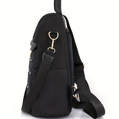 Argyle Quilted Backpack Purse Studded Decor Travel School Bag