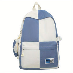 Plaid Large Capacity Backpack with Mini Bag