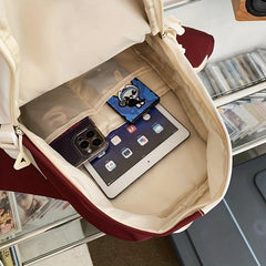 Plaid Large Capacity Backpack with Mini Bag
