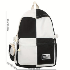 Plaid Large Capacity Backpack with Mini Bag
