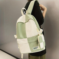 Plaid Large Capacity Backpack with Mini Bag