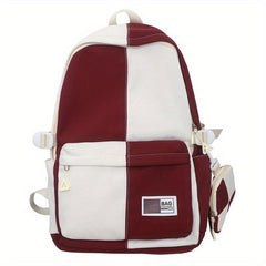 Plaid Large Capacity Backpack with Mini Bag