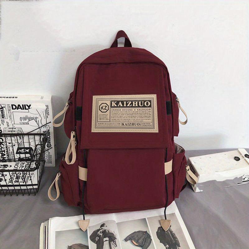 Waterproof Schoolbag with Ornament Knapsack Zipper Rucksack