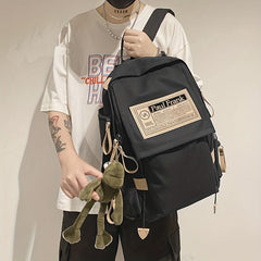Waterproof Schoolbag with Ornament Knapsack Zipper Rucksack
