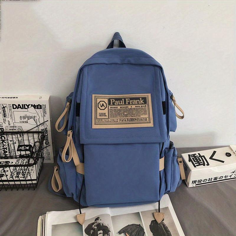 Waterproof Schoolbag with Ornament Knapsack Zipper Rucksack