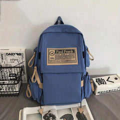Waterproof Schoolbag with Ornament Knapsack Zipper Rucksack