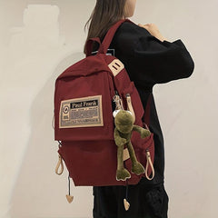 Waterproof Schoolbag with Ornament Knapsack Zipper Rucksack