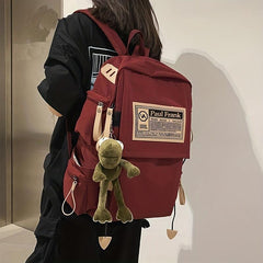 Waterproof Schoolbag with Ornament Knapsack Zipper Rucksack