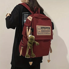 Waterproof Schoolbag with Ornament Knapsack Zipper Rucksack