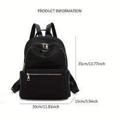 Zipper Backpack Versatile Casual Bookbag School Bag