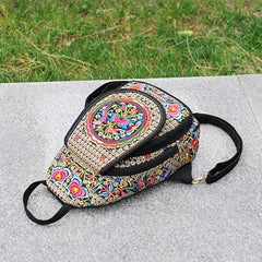 Embroidery Mini Backpack with Detachable Strap