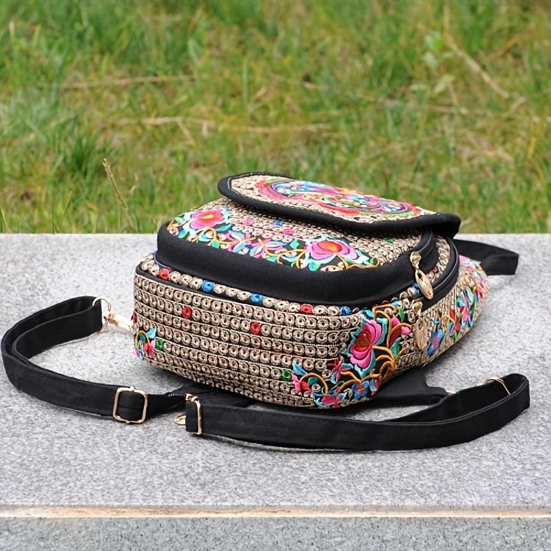 Embroidery Mini Backpack with Detachable Strap