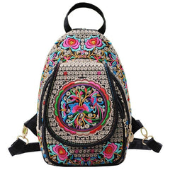 Embroidery Mini Backpack with Detachable Strap