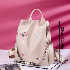 Floral Embroidered Convertible Backpack Purse Retro Daypack