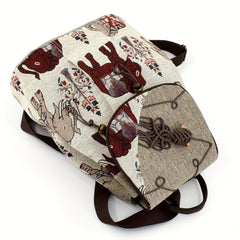 Vintage Elephant Pattern Anti Theft Backpack with Accessories