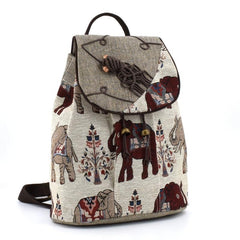 Vintage Elephant Pattern Anti Theft Backpack with Accessories