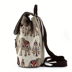 Vintage Elephant Pattern Anti Theft Backpack with Accessories