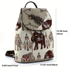 Vintage Elephant Pattern Anti Theft Backpack with Accessories