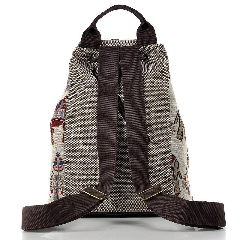 Vintage Elephant Pattern Anti Theft Backpack with Accessories